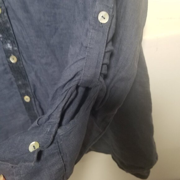 Chico's Women's Linen Navy Sequin Trim Crochet Back Accent Sz 3 US XL - Picture 5 of 7